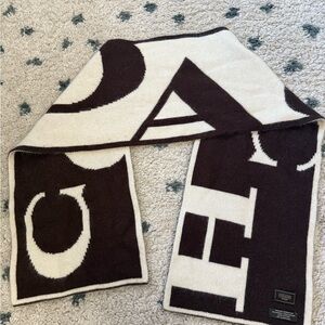 Coach Chocolate and Ivory Logo Cashmere Blend Scarf